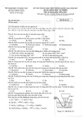 Đề thi Trung học phổ thông Quốc gia môn Hóa học năm 2017 - Mã đề 211